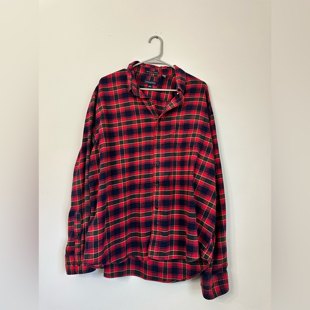 Lands' End Plaid Button Down Shirt